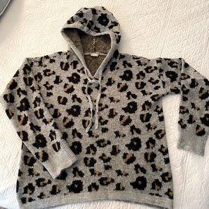 Hem & thread boutique animal print hooded sweater
